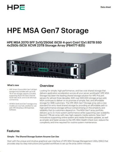 Obrázek HPE MSA 2070 SFF 2x10/25GbE iSCSI 4-port Controller 12x1.92TB SSD 4x25Gb iSCSI XCVR 23TB Storage Array Smart Choice