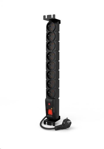 Obrázek 19" rozvodný panel ACAR 8x230V, vypínač, indikátor napětí, přepěťová ochrana, kabel 3m