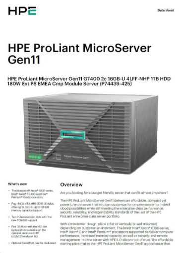 Obrázek HPE PL MicroServer Gen11 G7400 (3.7/2C4T/46W) 16G VROC 4LFF-NHP 1TB HDD 4p1G NBD111 iLo port (P65741-B21) Smart Choice