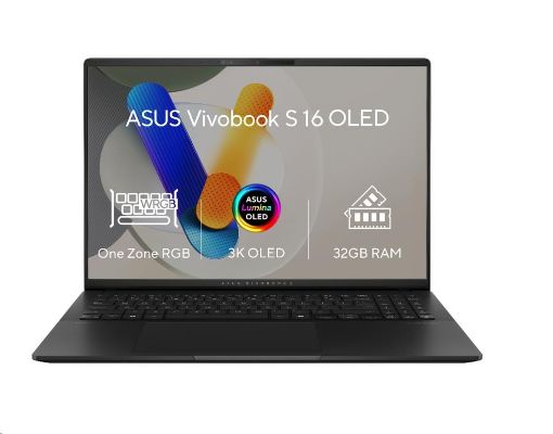 Obrázek ASUS NTB Vivobook S 16 (S5606CA-OLED046X), Ultra 7-255H, 16" 2880 x 1800, 32GB, 1TB SSD, Intel Arc, W11 Pro, Black