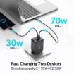 Obrázek ACER Adaptér 100W GaN charger, 3porty: 2x USB-C + 1x USB-A ports, EU a UK zástrčka, textilní obal, black