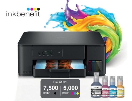 Obrázek BROTHER multifunkce inkoustová DCP-T230 - A4 64MB 1200x6000 16ppm USB 2.0. WIFI  - INKTANK, INK BENEFIT