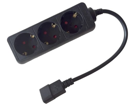 Obrázek Prodlužovací přívod 3x230V DE SCHUKO pro UPS (IEC320-C14), 30cm