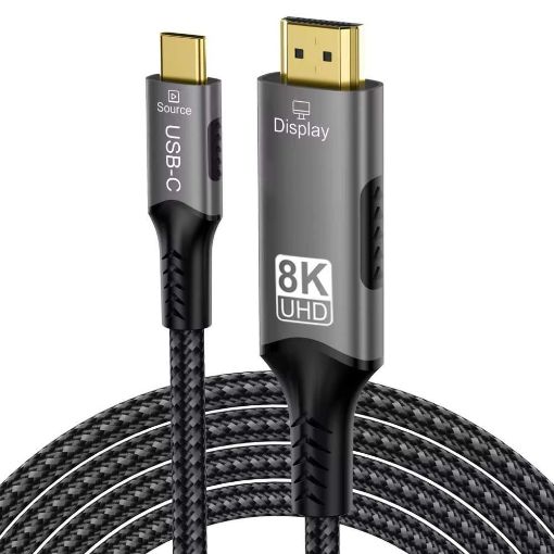 Obrázek PremiumCord USB-C na HDMI kabel 2m rozlišení obrazu 8K@60Hz,4K@144Hz Aluminium