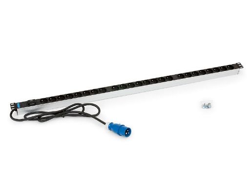 Obrázek TRITON 19" rozvodný panel 24x230V zásuvka, 2m kabel,16A IEC60309, černý