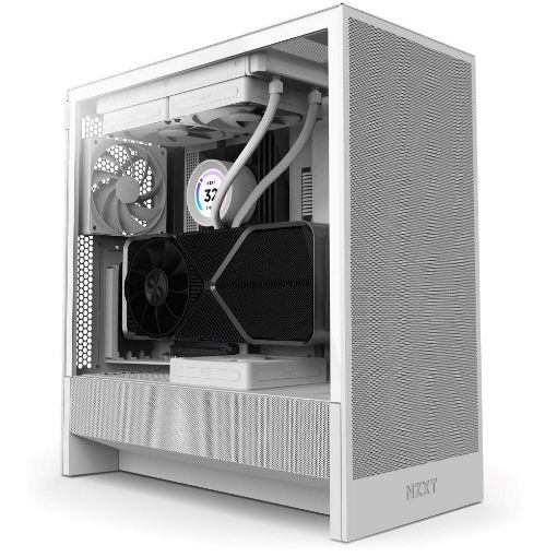 Obrázek NZXT skříň H5 Flow edition / 2x120 mm fan / USB 3.0 / USB-C 3.1 / průhledná bočnice / mesh panel / bílá
