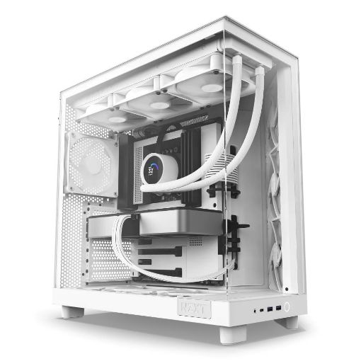 Obrázek NZXT skříň H6 Flow dvoukomorová / MidT / 3x120mm fan / 2xUSB 3.2 / USB-C / prosklená bočnice i čelo / bílá