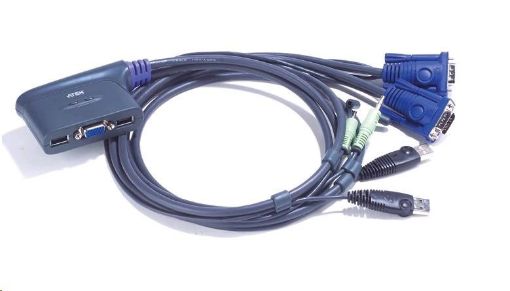 Obrázek ATEN přepínač KVM 2-port VGA KVMP USB2.0, mini, audio, 0,9m kabely   POŠKOZEN OBAL