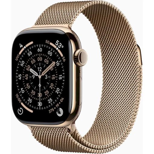 Obrázek Apple Watch Series 11 GPS + Cellular 42mm Gold Titanium Case with Gold Milanese Loop