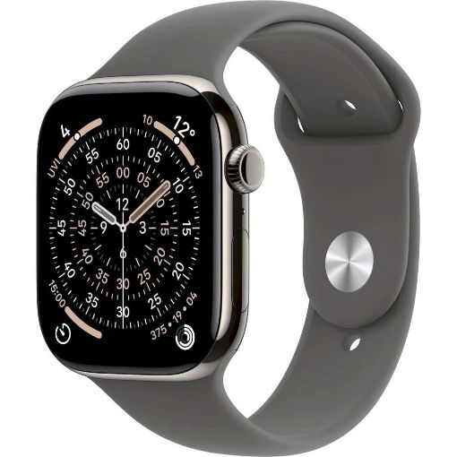 Obrázek Apple Watch Series 11 GPS + Cellular 46mm Natural Titanium Case with Stone Grey Sport Band - M/L