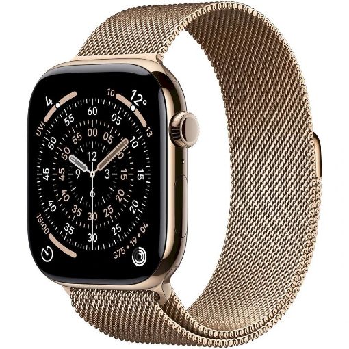 Obrázek Apple Watch Series 11 GPS + Cellular 46mm Gold Titanium Case with Gold Milanese Loop - S/M