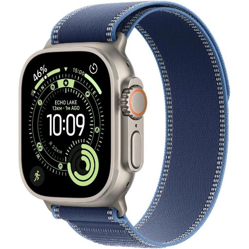 Obrázek Apple Watch Ultra 3 GPS + Cellular 49mm Natural Titanium Case with Blue/Bright Blue Trail Loop - S/M