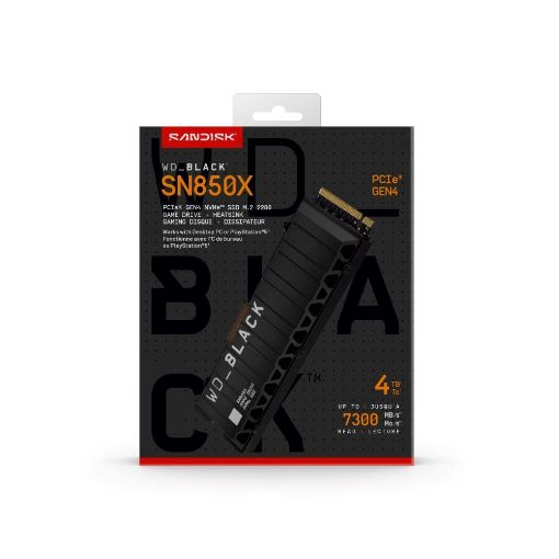 Obrázek WD BLACK SSD NVMe 4TB PCIe SN850X Powered by SanDisk, Gen4, (R:7300, W:6600MB/s), Chladič