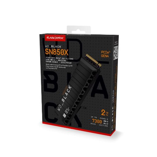 Obrázek WD BLACK SSD NVMe 2TB PCIe SN850X Powered by SanDisk, Gen4, (R:7300, W:6600MB/s), Chladič