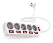 Obrázek CONNECT IT prodlužovací kabel 230V, 5 zásuvek, 2m, s vypínači, bílá