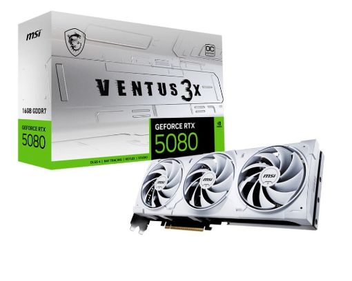 Obrázek BAZAR - MSI VGA NVIDIA GeForce RTX 5080 16G VENTUS 3X OC WHITE, RTX 5080, 16GB GDDR7, 3xDP, 1xHDMI - Po opravě (Bez příš