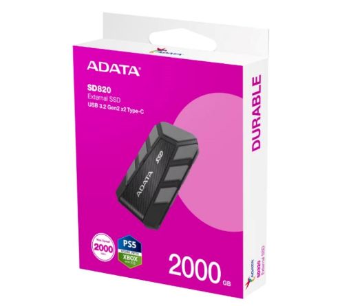 Obrázek ADATA External SSD 2TB SD820, USB 3.2 Gen 2x2, Černá