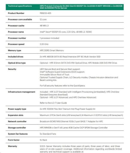 Obrázek HPE PL DL360g12 6507P (3.5G/8C) 2x32G (P69727) 2x480G MR408i-o 8SFF 2x1000W 10GbE NBD333 Smart Choice