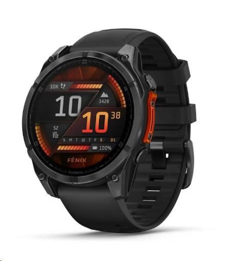 Obrázek Garmin fenix® 8 – 47 mm, AMOLED, Slate grey a Černý silikonový řemínek, EU