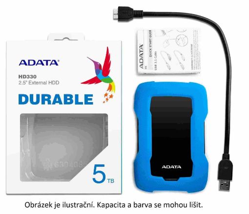 Obrázek BAZAR - ADATA Externí HDD 5TB 2,5" USB 3.1 HD330, BLACK COLOR BOX, černý (gumový, nárazu odolný) - Poškozený obal (Kompl