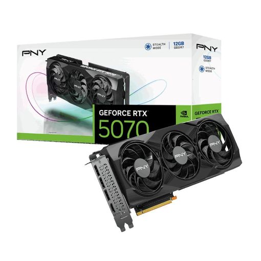 Obrázek PNY VGA Nvidia GeForce RTX 5070 12GB Triple Fan, RTX 5070, 12GB GDDR7, 3xDP, 1xHDMI