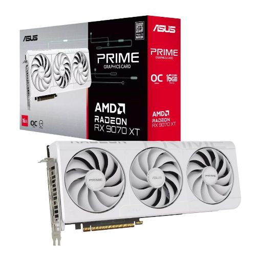 Obrázek ASUS VGA AMD RADEON RX 9070 XT PRIME 16GB OC WHITE, RX 9070 XT, 16GB GDDR6, 3xDP, 1xHDMI