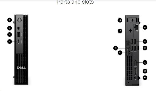 Obrázek DELL PC Pro Micro QCM1250//TPM/U5-235T/8GB/512GB SSD/90W Type-C/WLAN/Kb/Mouse/W11 Pro/3Y PS NBD