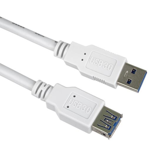 Obrázek PremiumCord Prodlužovací kabel USB 3.0 Super-speed 5Gbps A-A, MF, 9pin, 3m, bílá