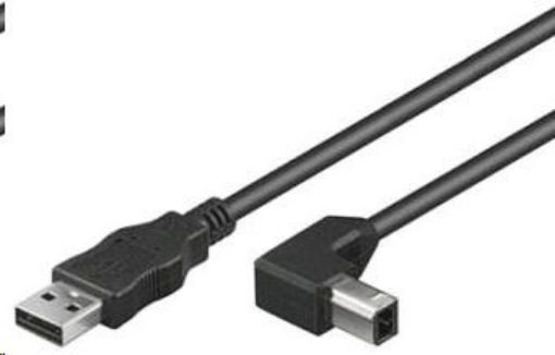 Obrázek Kabel USB 2.0 A-B propojovací 2m - zahnutý B konektor 90° PREMIUMCORD 