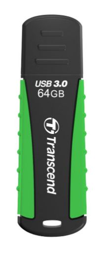 Obrázek TRANSCEND USB Flash Disk JetFlash®810, 64GB, USB 3.0, Black/Green (voděodolný, nárazuvzdorný) (R/W 80/25 MB/s)